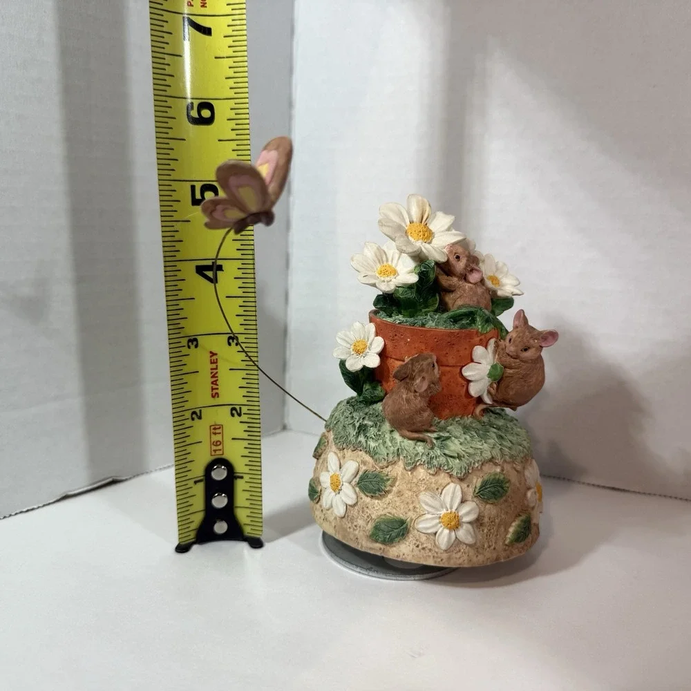 VINTAGE 1995 SAN FRANCISCO MUSIC BOX Mice Flower Butterfly EUC alike Forest Frie